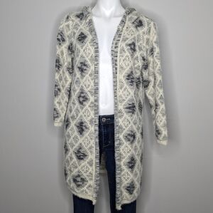 ✨3/$15 Rebecca Elliott grey cream open hoodie cardigan L